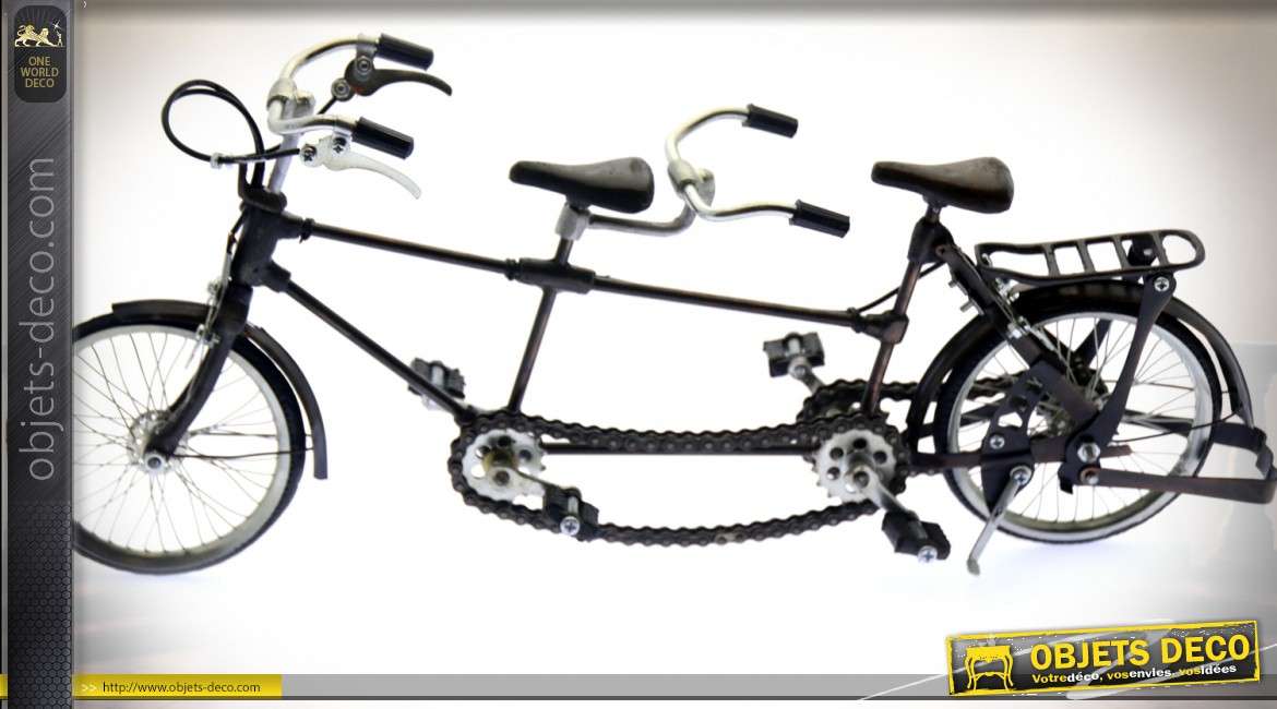 Reproduction en métal vélo tandem rétro 42 cm