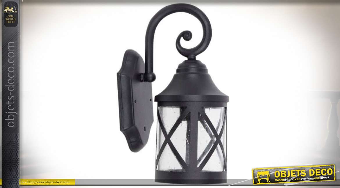 Lanterne extérieur en aluminium et verre style rétro patine noire 30 cm