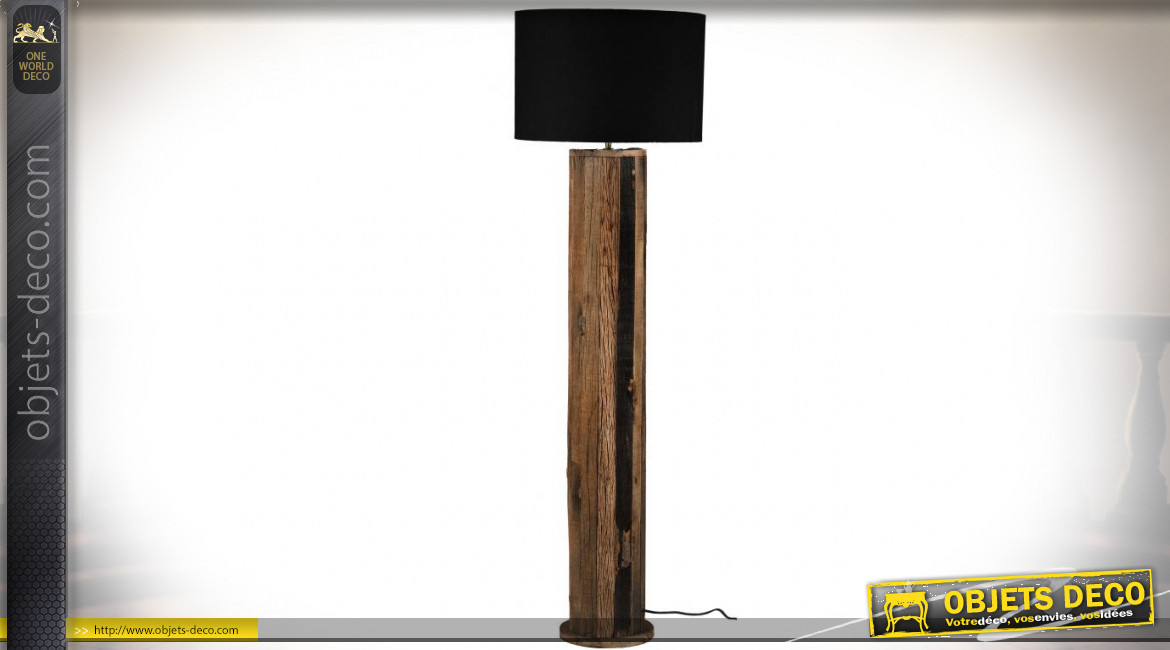 Lampadaire sur pied en bois recyclé de style rustique 145 cm