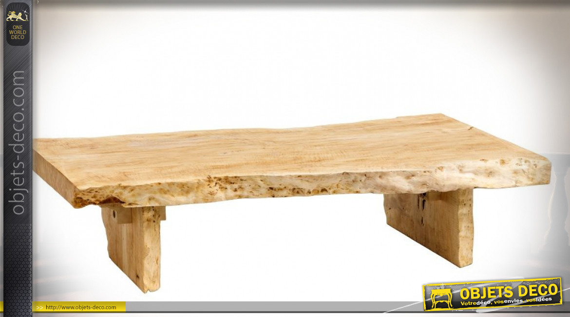 Grande table basse rustique en bois de tamarin brut 180 x 70 cm