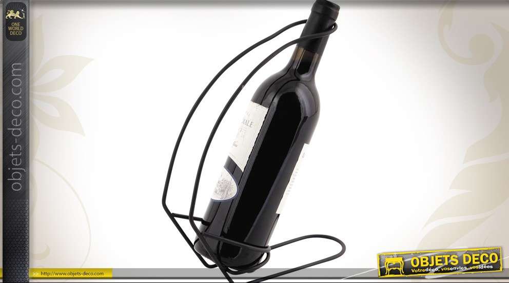 Support design en métal pour bouteille à vin coloris noir