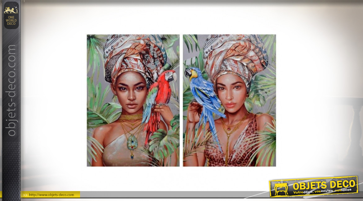 TABLEAU TOILE PS 70X3X100 PAPAGAYO AFRICAIN 2 MOD.