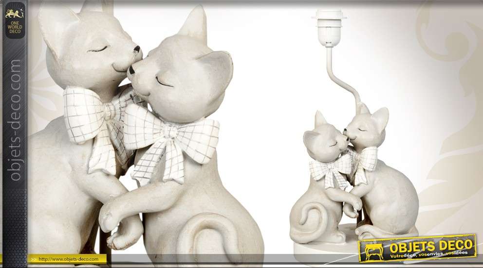 Pied de lampe de table décoratif en statuettes de chats