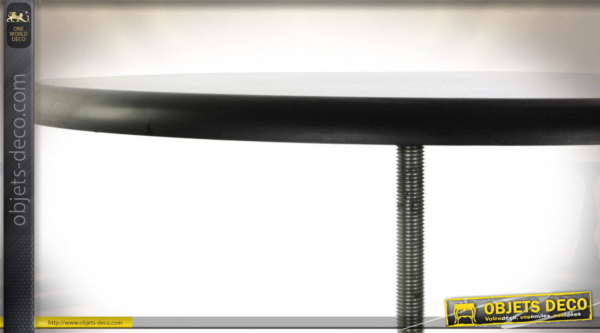 Table d'appoint ajustable en bois finition naturelle et métal de style industriel, 105cm