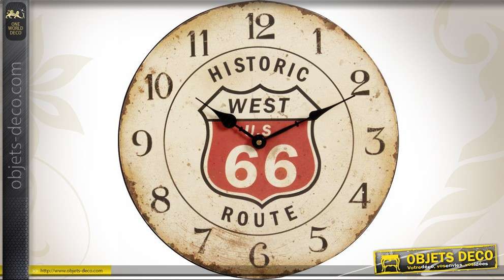 Horloge Route 66 style rétro et vintage Ø 33 cm