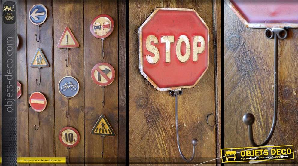 Crochet panneau de signalisation rétro : Stop