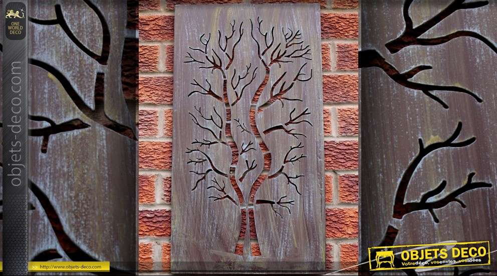 Décoration murale en métal illustration arbre stylisé