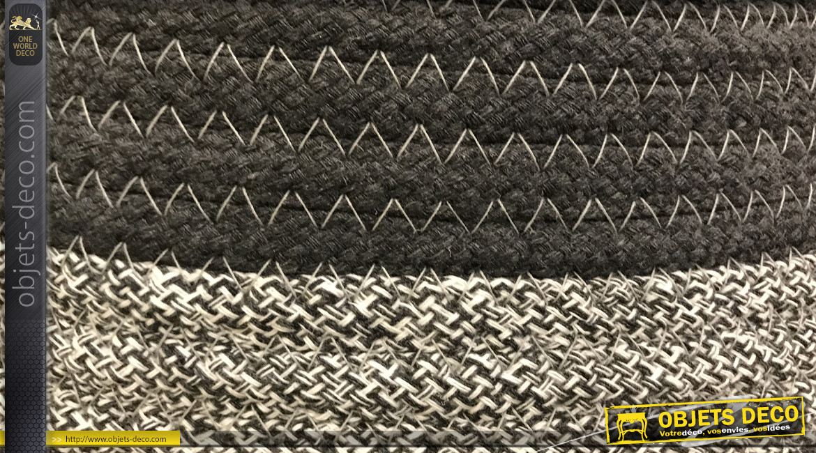 Série de 2 corbeilles en coton épais finition gris et blanc, Ø30cm