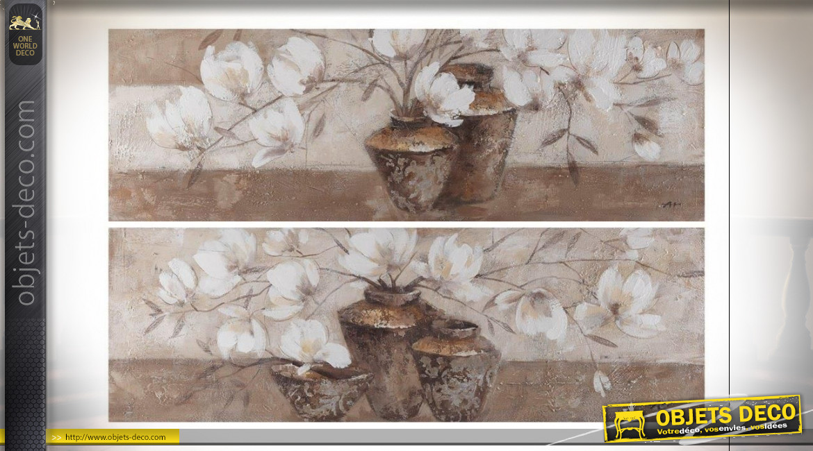 TABLEAU TOILE PIN 150X3,5X50 VASES 2 MOD.