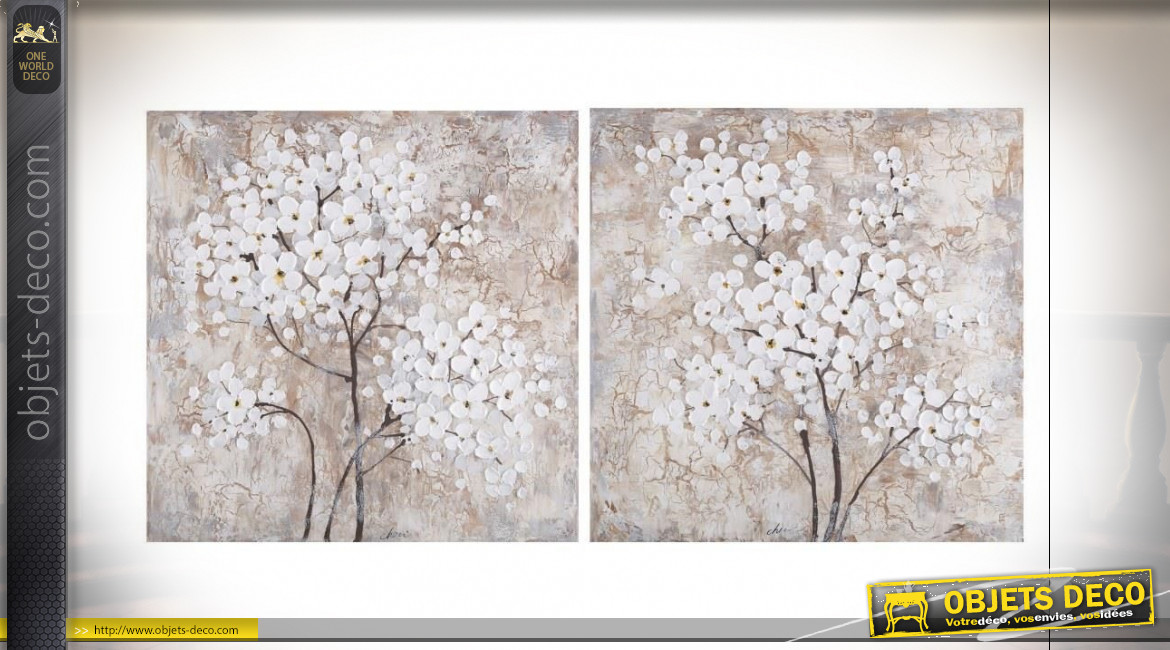 TABLEAU TOILE PIN 80X3,5X80 BRANCHES 2 MOD.