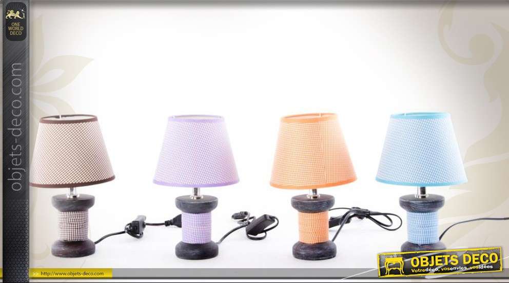Série de 4 lampes bobines-de-fil couleurs pastel