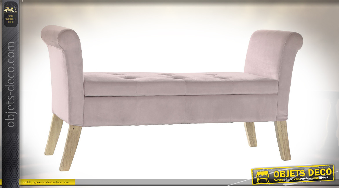 BANQUETTE POLYESTER BOIS 130X44X69 ROSE