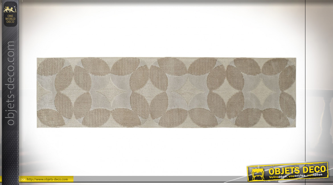 TAPIS POLYESTER 60X240X0,9 1850 GSM. CERCLES BEIGE