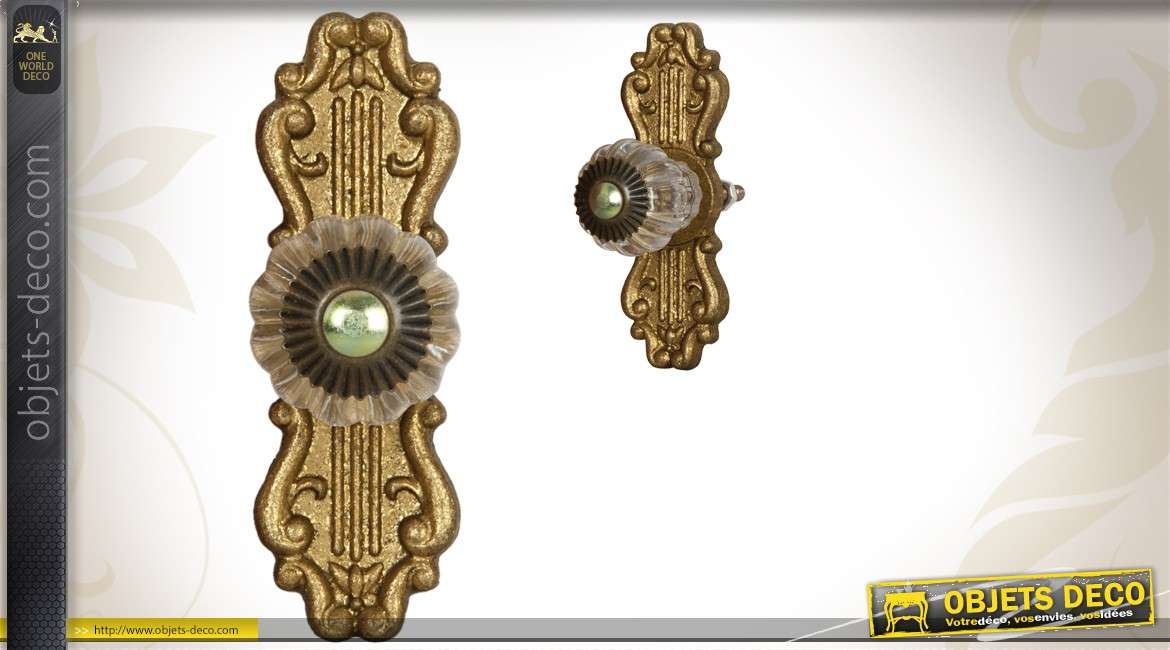 Poignée de porte de style baroque finition vieil or