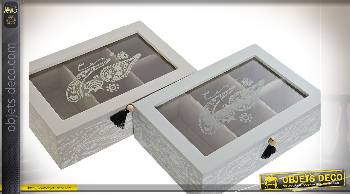 BOÎTE INFUSIONS MDF VERRE 23X15X7 PAISLEY 2 MOD.
