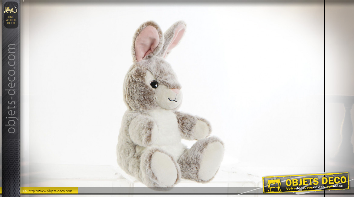 PELUCHE POLYESTER 25X15X25 LAPIN BEIGE