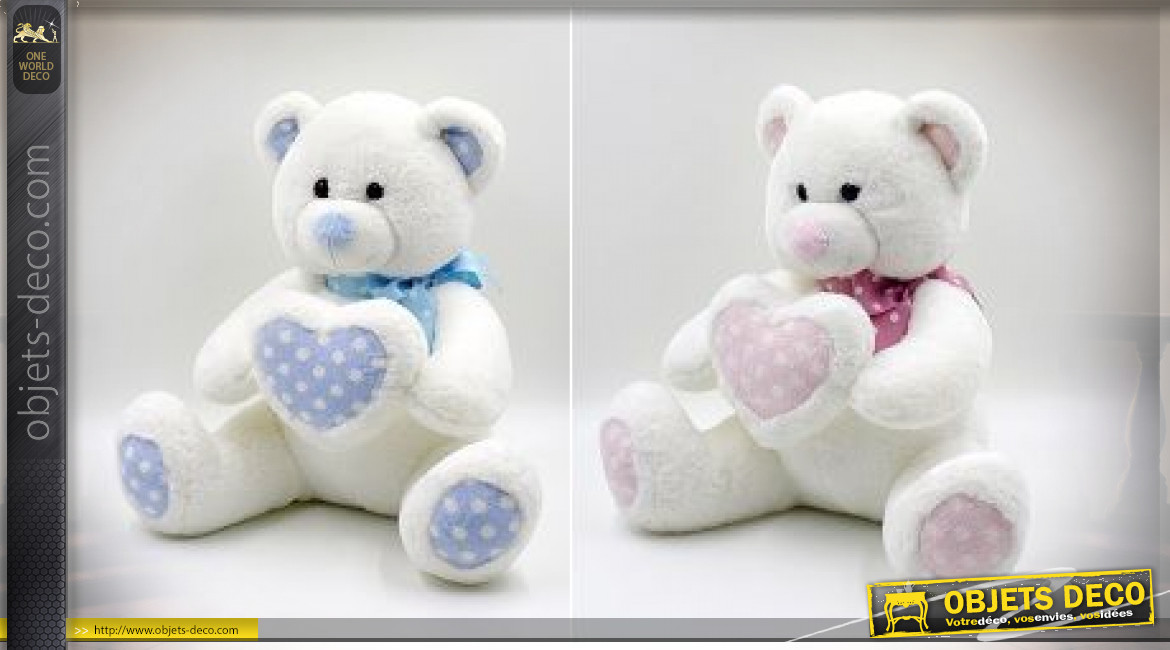 PELUCHE POLYESTER 20X25X33 COEUR OURS 2 MOD.
