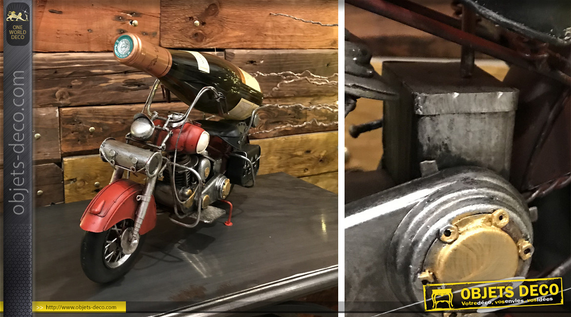 Support pour bouteille en forme d'ancienne moto style Harley 40 cm