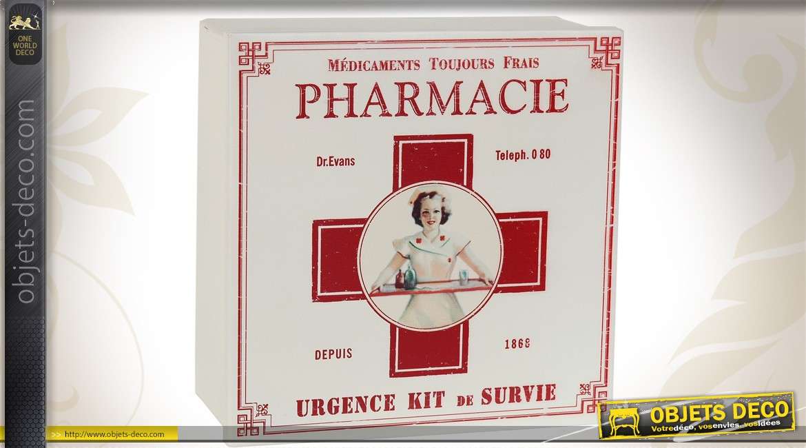 Boîte vintage en métal Trousse à pharmacie Croix Rouge