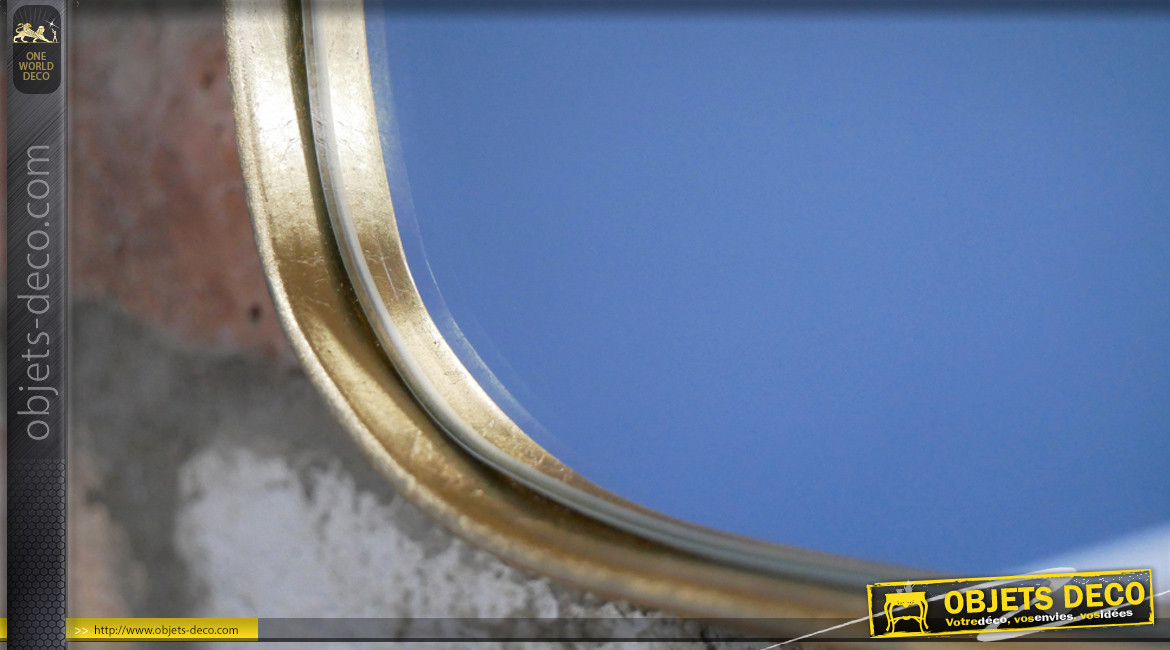 Miroir de style moderne en métal avec encadrement finition laiton doré, 40cm