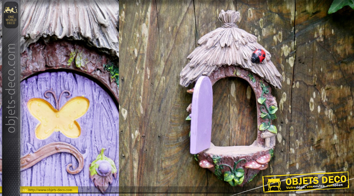 Porte de petite souris, en résine ambiance contes de fées et féérie enfantine, colorée et douce, 21cm