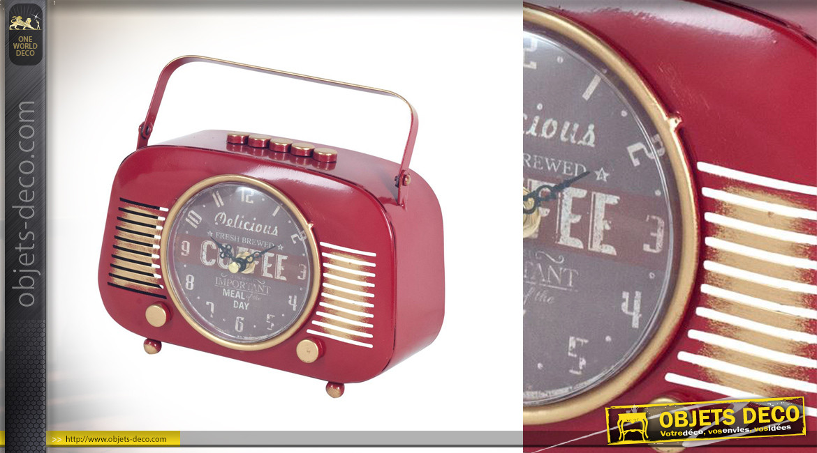 Ancienne radio version horloge avec cadran au centre, ambiance vintage bar café US, 21cm