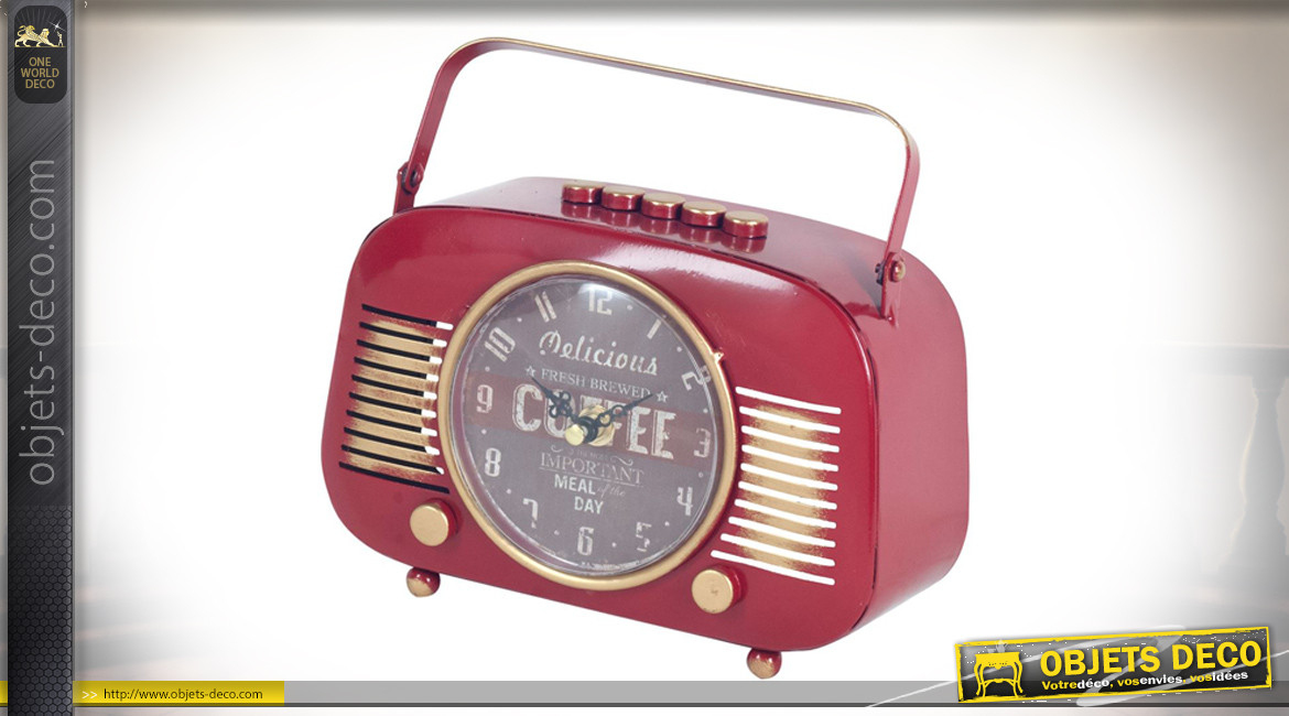 Ancienne radio version horloge avec cadran au centre, ambiance vintage bar café US, 21cm