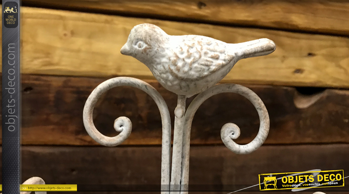 Support sur pied pour rouleaux de papier hygiénique, en métal esprit fer forgé avec oiseau en relief, 69cm
