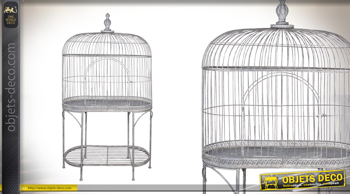 Très grande cage à oiseau sur pied en métal, modèle de 185cm