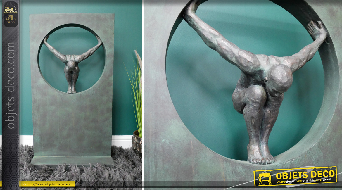 Grande sculpture en résine de style contemporain, finition vieux bronze, 81cm