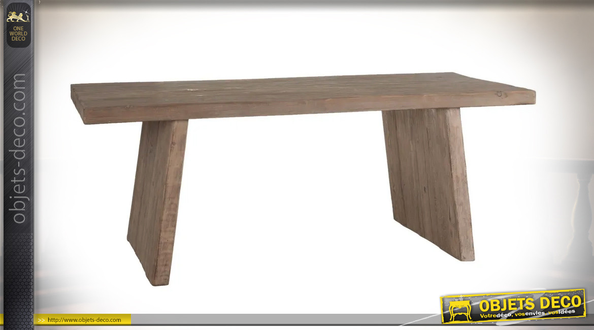 Table massive en bois de sapin, finition brut, ambiance rustique, 200cm
