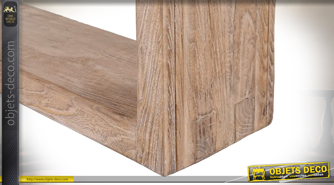 Table massive en bois de sapin, pieds carrés finition brut, ambiance rustique, 200cm