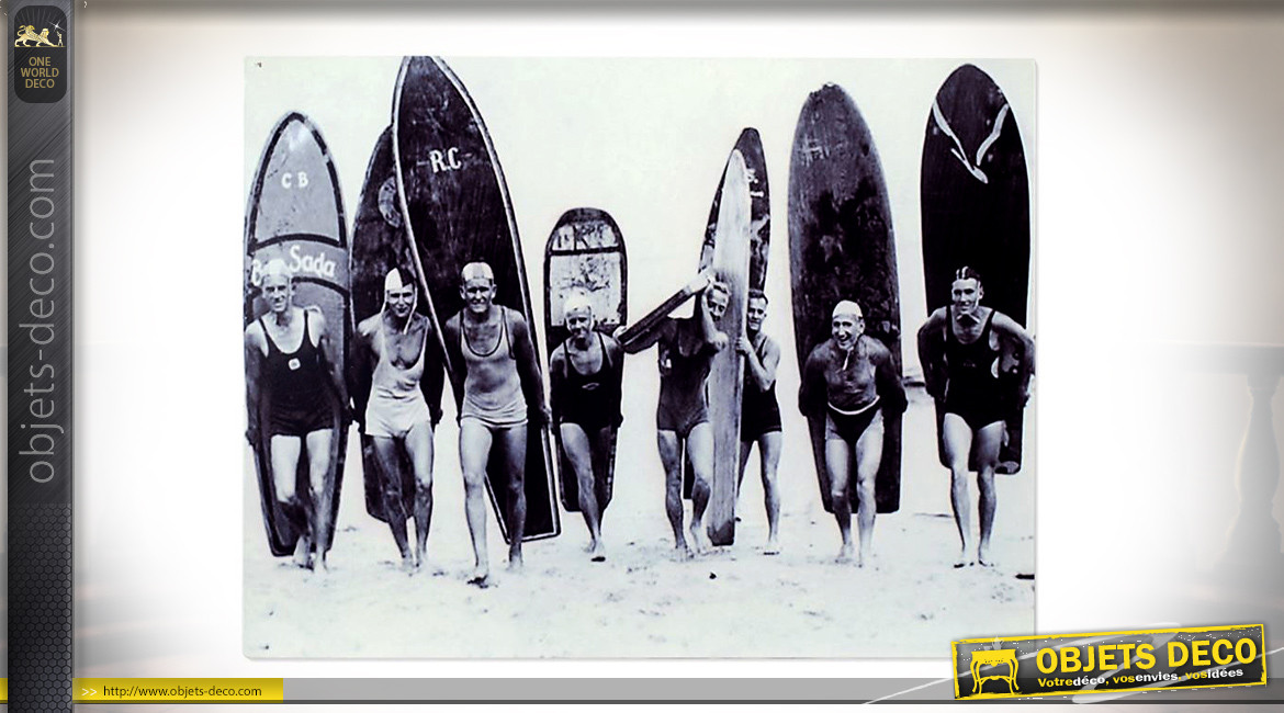 Plaque murale en métal effet vintage, photo de vacances à la mer entre amis, 25x33cm