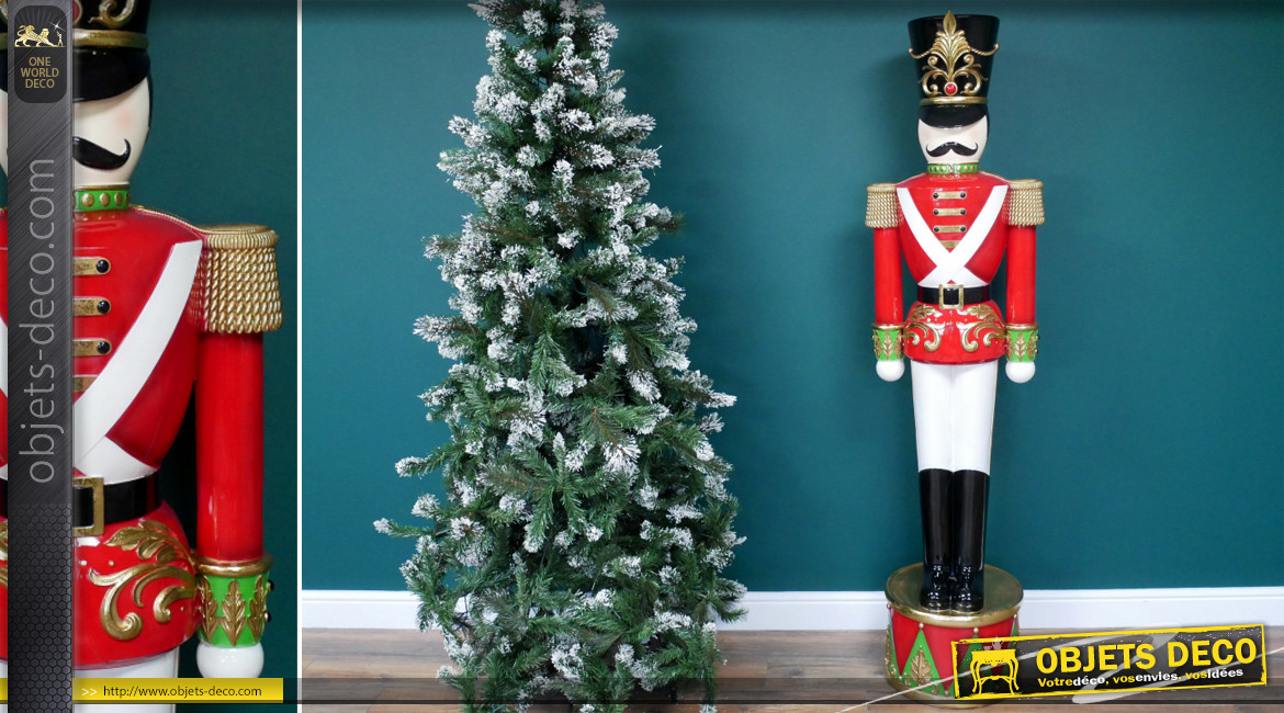 Statue en résine d'un soldat en costume, ambiance Noël, taille réelle de 182cm