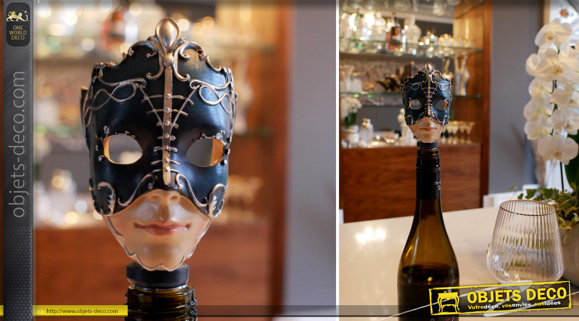 Bouchon de bouteille décoratif en forme de masque vénitien, ambiance carnaval