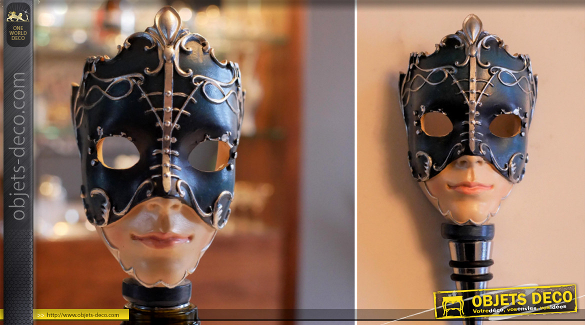 Bouchon de bouteille décoratif en forme de masque vénitien, ambiance carnaval