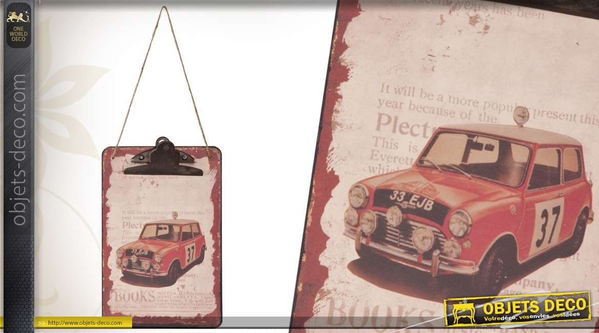 Bloc-notes mural à suspendre style vintage ancienne Austin Mini