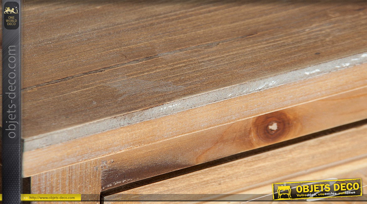 Meuble d'appoint à 3 tiroirs en bois de sapin finition effet naturel, ambiance campagne, 69cm