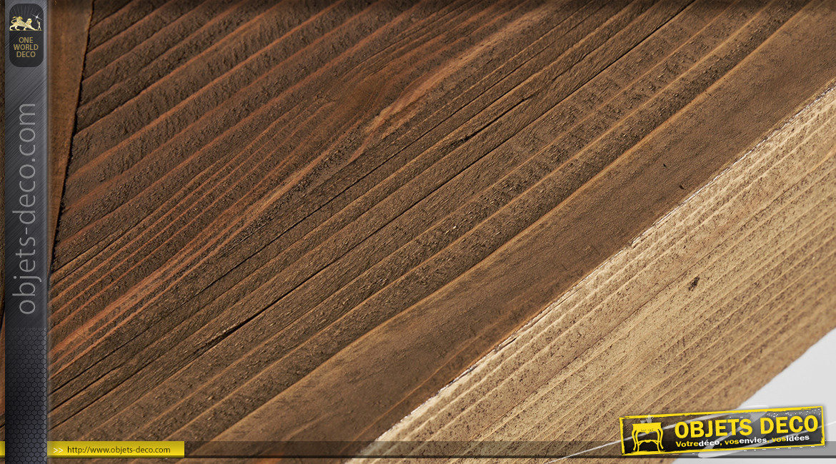 Table basse en bois de pin massif finition brut naturel, aspect linéaire richement texturé, 50cm
