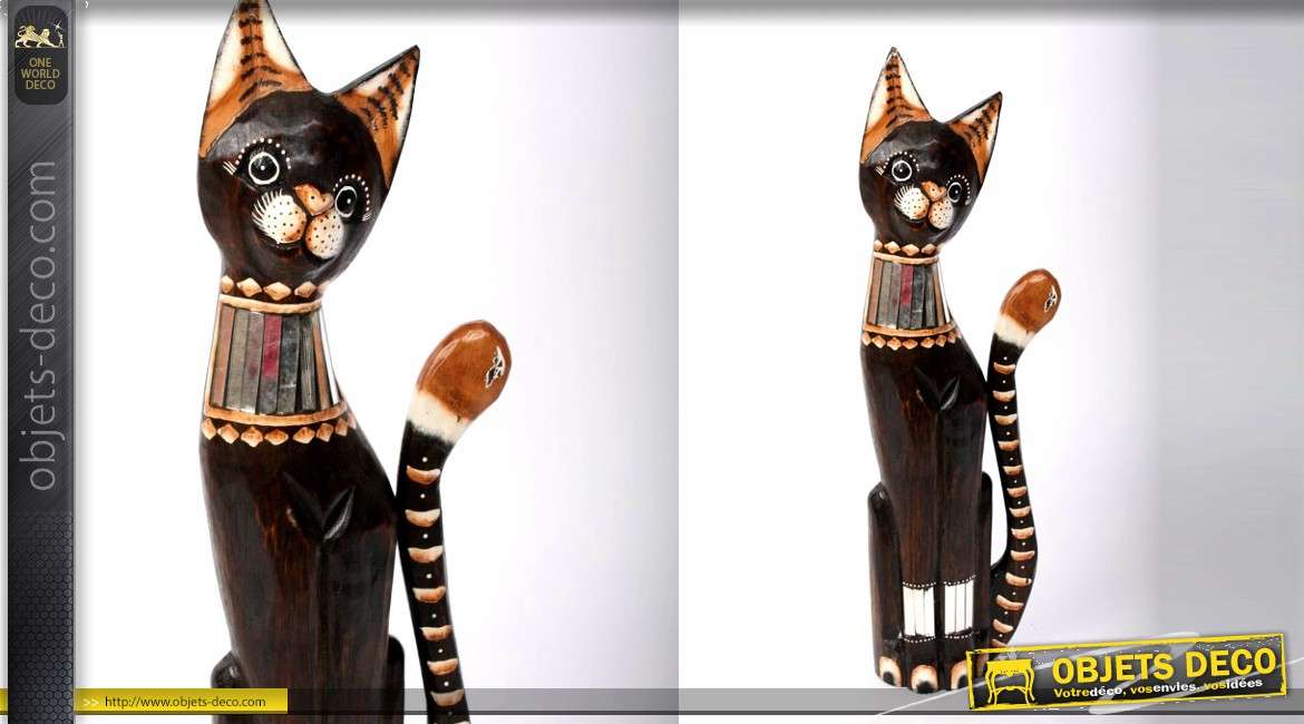 Figurine chat Stratford, petits chats en résine sur bois -  France