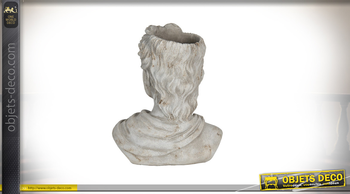 Julius, cache pot décoratif effet pierre taillée, collection Rome Antique, 38cm