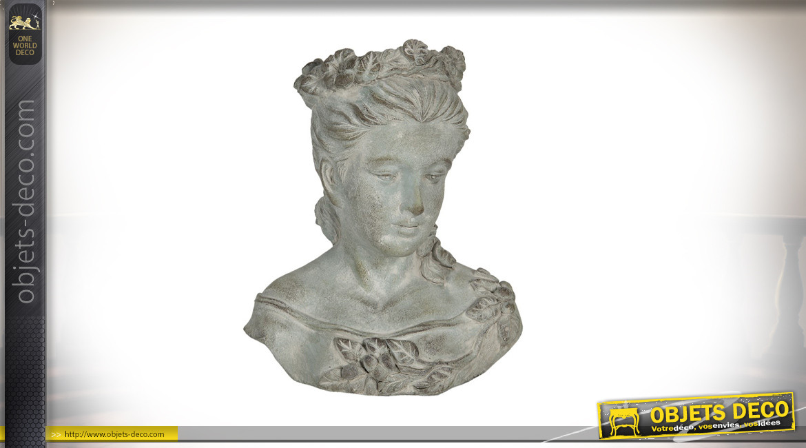 Spiritus, cache pot effet pierre en forme de buste féminin, collection Rome Antique, 29cm