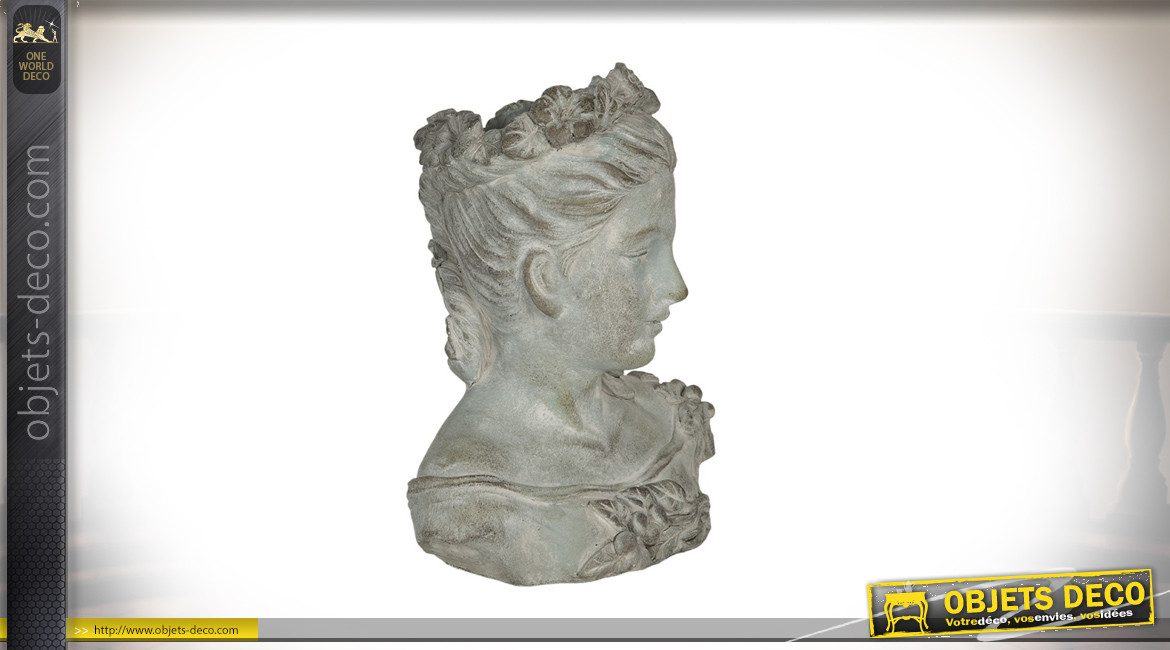 Spiritus, cache pot effet pierre en forme de buste féminin, collection Rome Antique, 29cm
