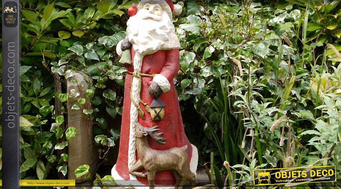 Grand Père-Noël décoratif 82 cm en résine