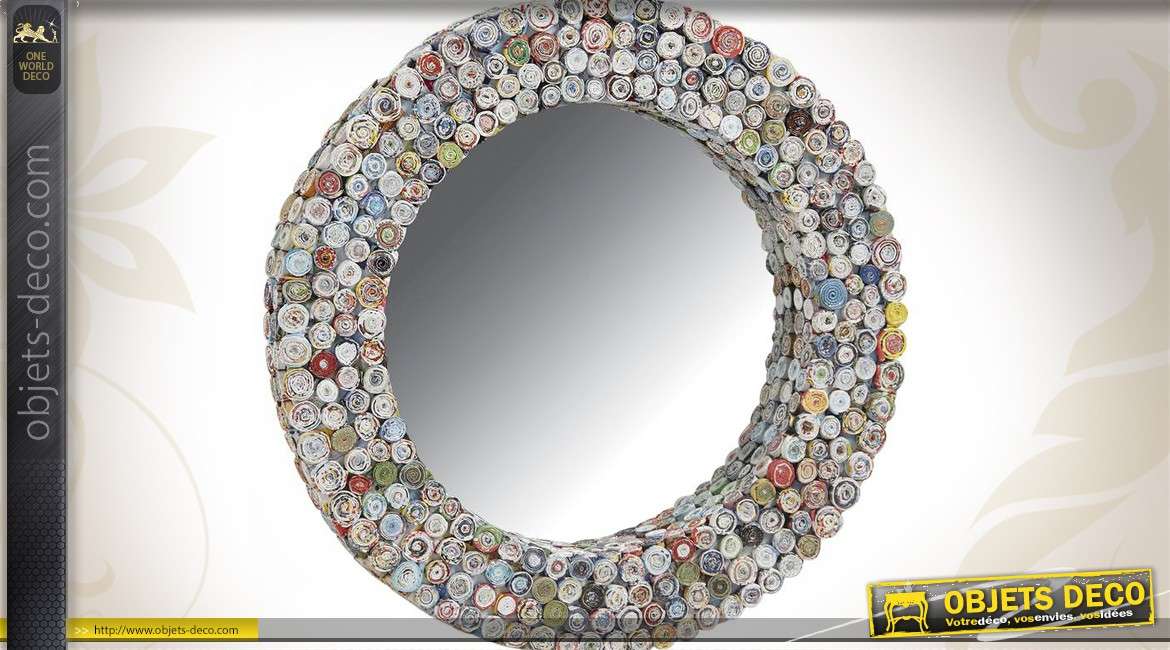 Miroir rond en papier recyclé
