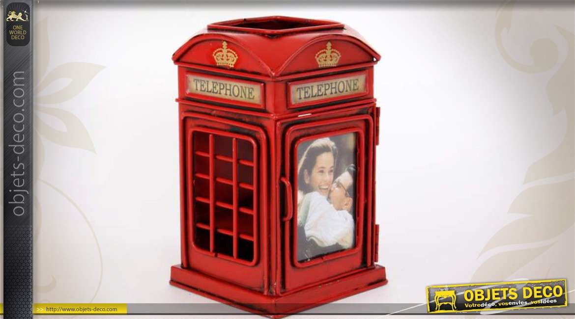 Porte-crayons en métal en forme de cabine téléphonique anglaise