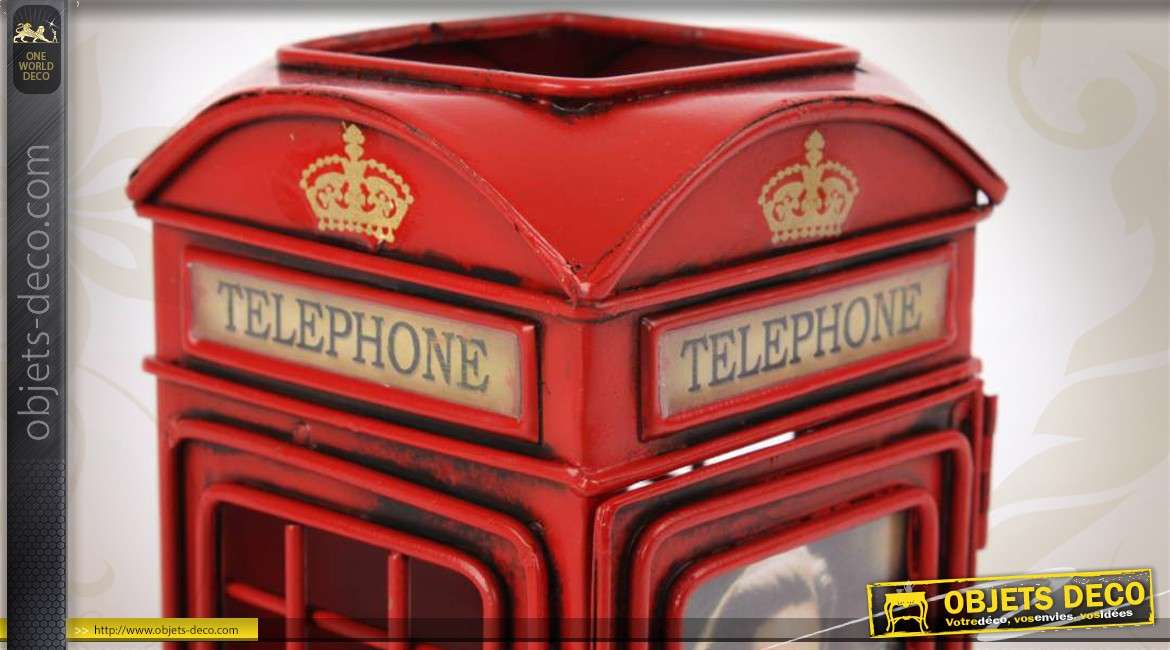 Porte-crayons en métal en forme de cabine téléphonique anglaise