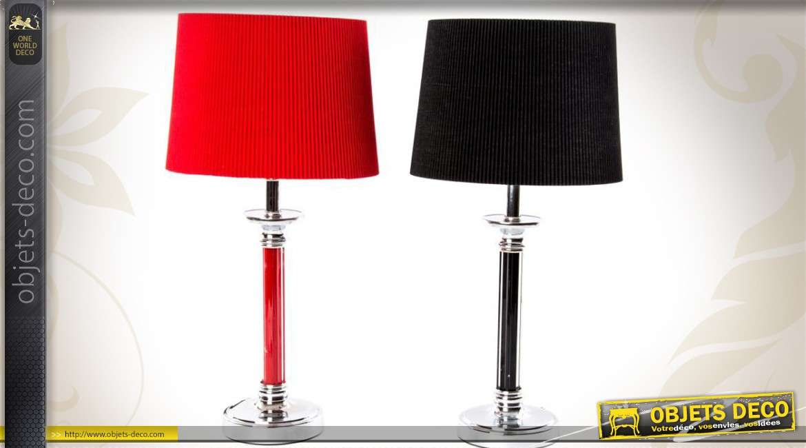 Série de deux lampes design coloris rouge et noir 41 cm