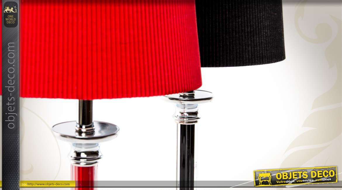 Série de deux lampes design coloris rouge et noir 41 cm