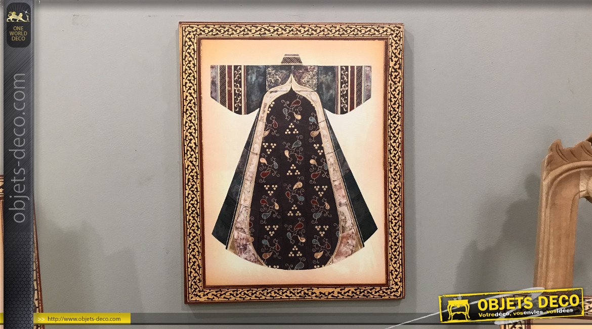Série de 3 tableaux sur le thème des kimonos, ambiance asiatique colorée, modèle 2, 40x50cm